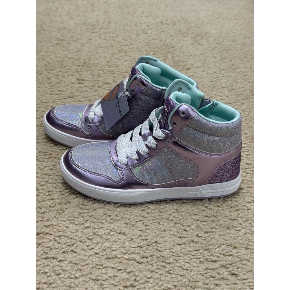 New Skechers Standouts - Sleek Shines girls Sneaker Sz 2 Light Purple/Silver - Picture 3 of 12